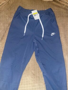 Nike Kids Navy Blue Joggers with White Drawstring